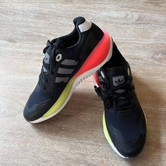 Adidas Originals ZX Alkyne Men Size US 12.5 Core Black/Orange/Neon FX6249 - Picture 3 of 9